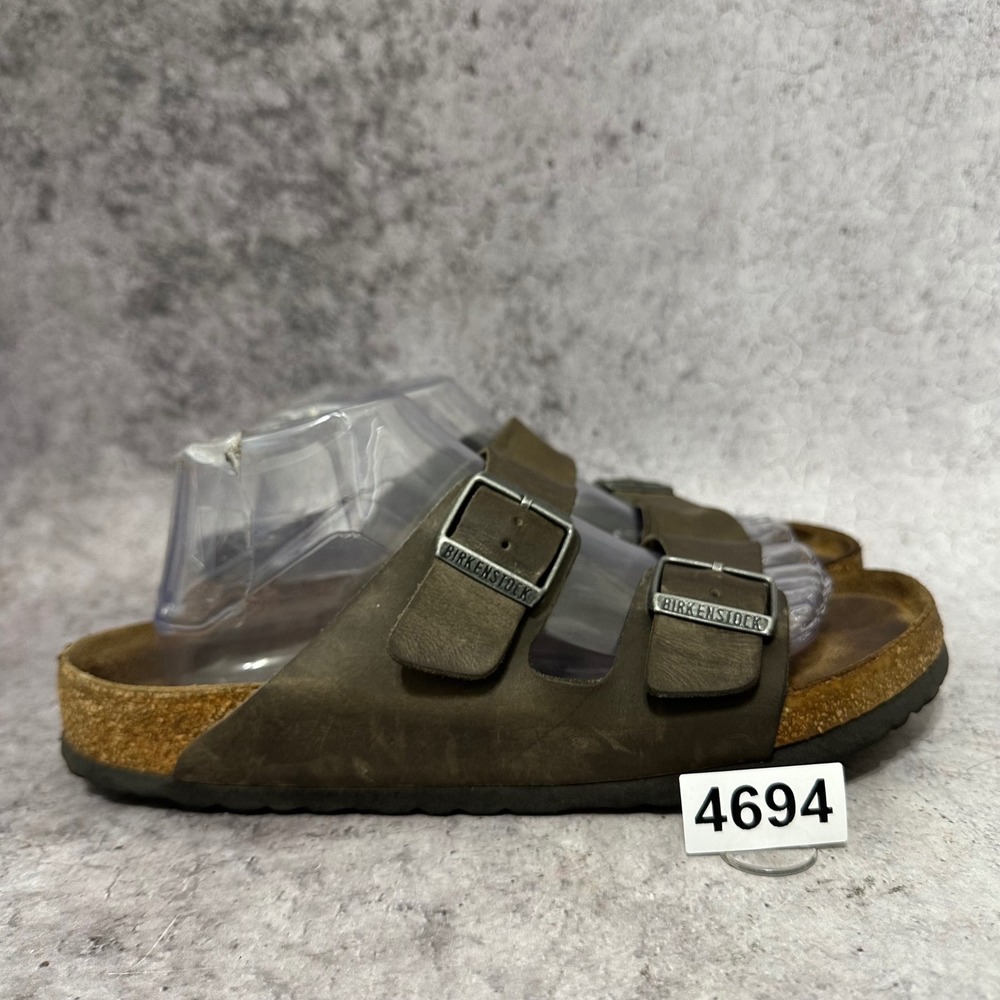 Birkenstock Arizona Sandals 42 Men 9 Brown Oiled Leather Two Strap Buckle Cork